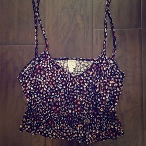 LA Hearts Floral Print Peplum Crop Tank